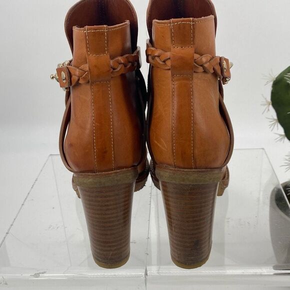 Mulberry Dorset Stacked Heel Buckle Ankle Boots Leather Cognac Size EU 38/ US 7‎ - Picture 4 of 16
